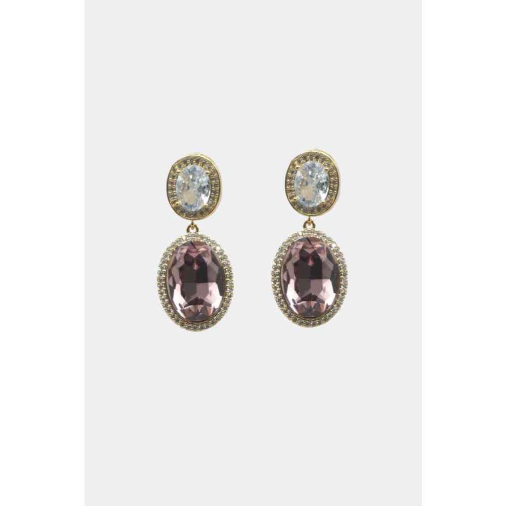 Voodoo Vixen - Oval Crystal Drop Ohrringe - Lila